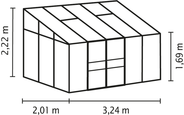 Växthus Ida 6500 Svart Glas/Poly 6,5 m² Vitavia
